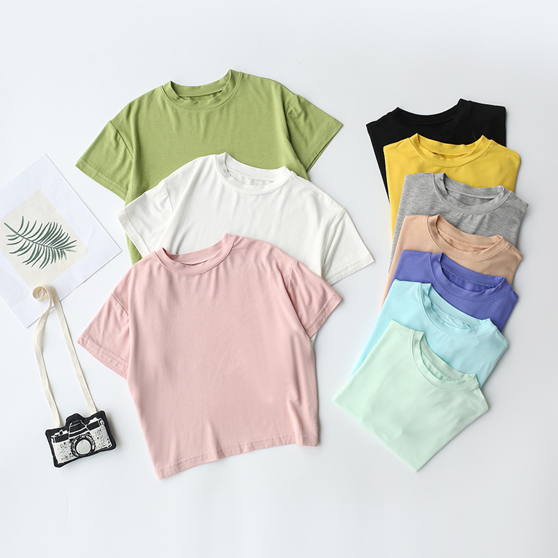 

Summer Girls Boys T-shirt Breathable Children's Shirts Modal Tops for Kids Toddler Clothing Solid Color, Purple