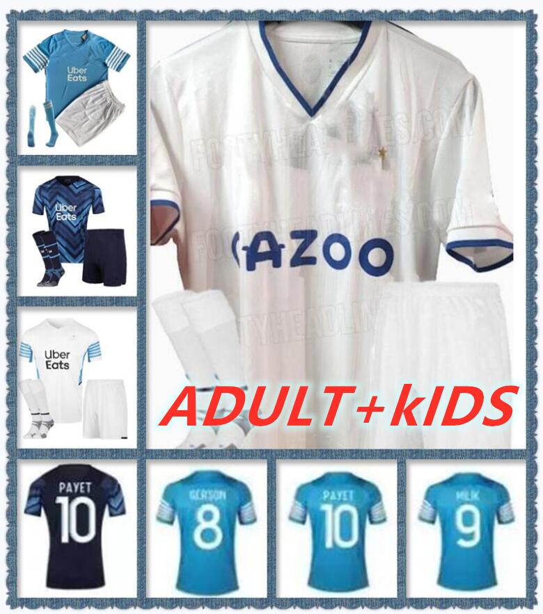 

adult kits 22 23 Olympique De LOPEZ soccer jerseys 2022 2023 OM GERSON MILIK LUIS HENRIQUE KAMARA UNDER football shirt PAYET KONRAD GUENDOUZI men kids kits, 21/22