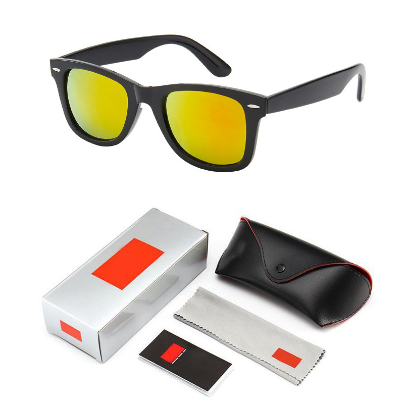 2022 Rays de mode Lunettes de soleil pour hommes Brand Rivet Designer Retro Ban Sun Gernes For Women Mirror UV400 2140G OCULOS DE SOL AVEC LA CAS