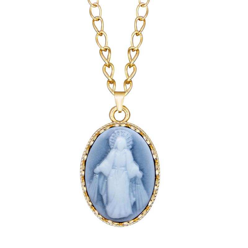 

Pendant Necklaces Jesus Necklace For Women Gold Color Fashion Hollow Flower Cameo Religious NecklacePendant