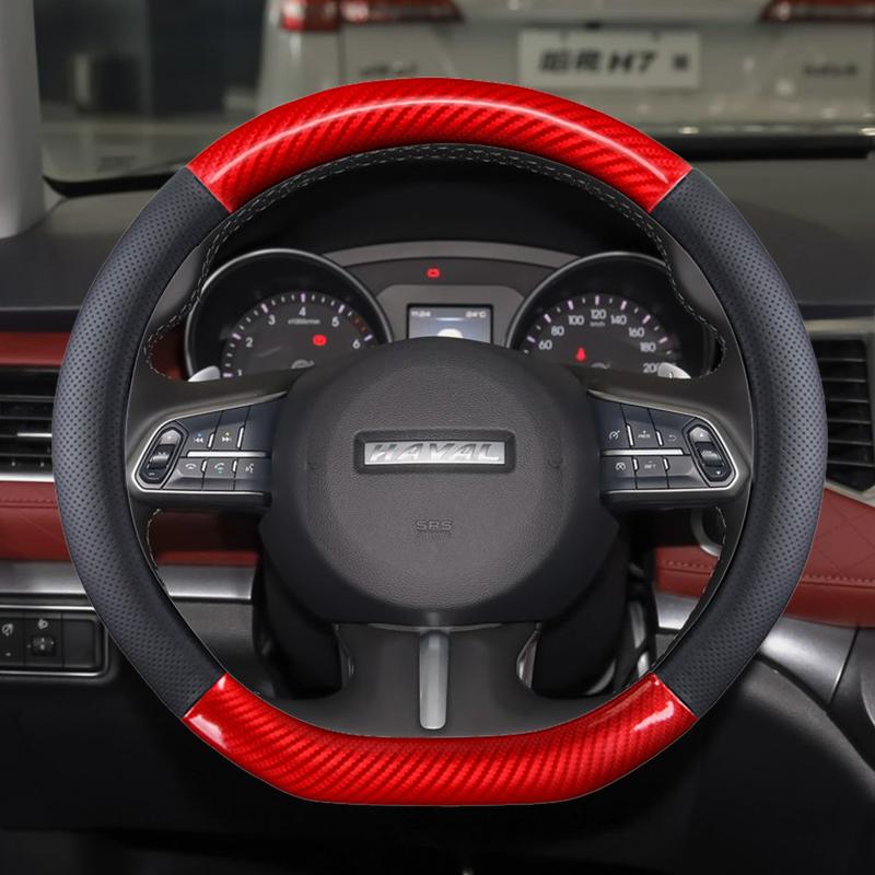 

Steering Wheel Covers Shape Genuine Leather Carbon Fibre Car Cover For Haval F7 F7X F5 Auto Accessories Interior Fast