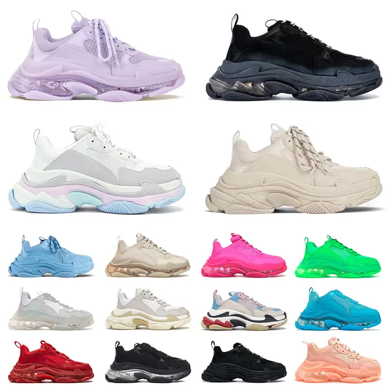 

2022 New Arrival Triple S Designer Shoes Clear Sole Neon Green Purple Retro Black Ivory Blue Beige White Balencigas shoe''balencaiga'' Bss, A17 rainbow 36-45