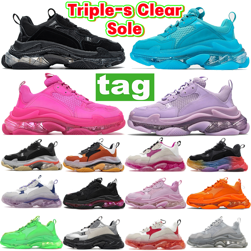 

Shoes Triple-s Clear Sole Black Pink Neon Green Gym Red Blue White red men Sneakers Turquoise Beige Grey Light Tan Metallic, #1- turquoise