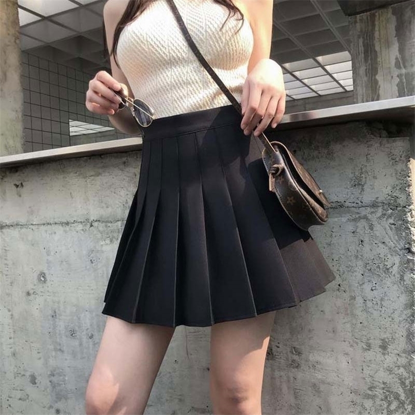 

Korean Skirt Pleated School Shorts High Waist Sexy Mini Japanese Black White for Women 220401, Gray
