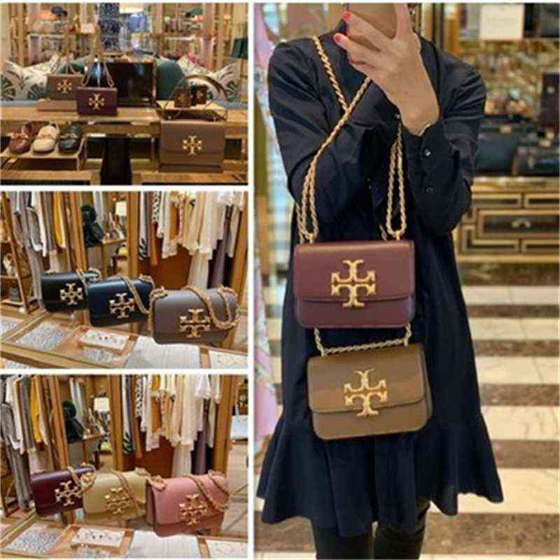 

Designer torys bags Designer women's bag Eleanor catwalk cowhide rhombic chain m, White (chain small)