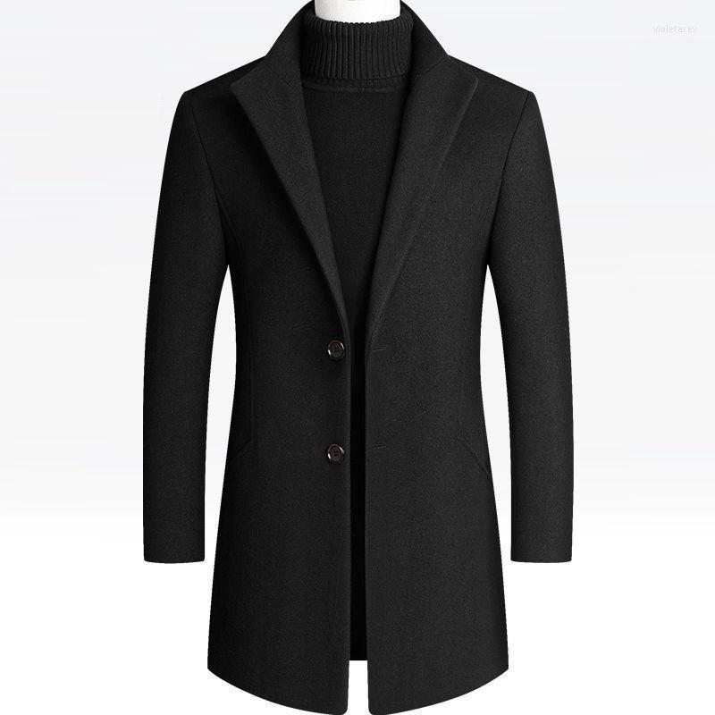 

Men's Wool & Blends Autumn And Winter Coat 2022 Overcoat Slim Medium Long Woolen Windbreaker1 Viol22, Black