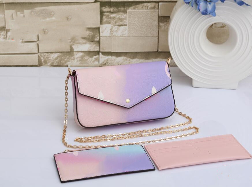 

Classic Shoulder Bags Summer Ladies Gradient Ramp Cross Body Brand Women's Handbags 3pcs In One Lady Wallet Purse Tote Bag Multi Pochette, Orange