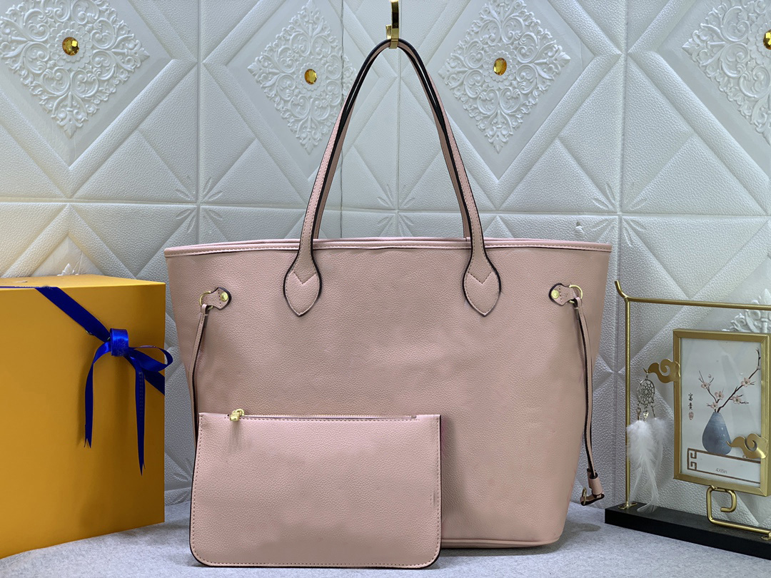 

Classic Tote Bag with Clutch Wild at Heart onthego Shopping bag Handbag Purse Women Fashion Genuine Leather Shoulder Bags multi pochette accessories 40995, Pink flower-pink