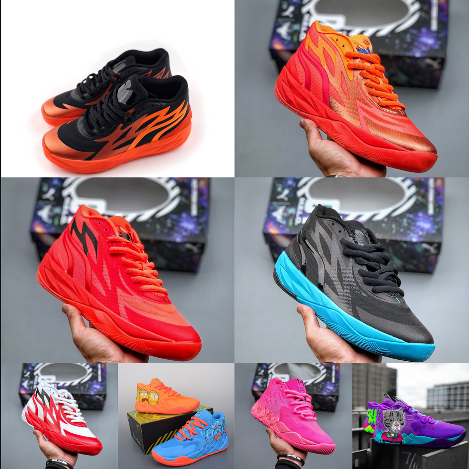 

Mens lamelo ball basketball shoes MB 02 Red Black Bred White Blue Orange Rick Morty Purple Cat Carton Pink Melo sneakers tennis, 8#