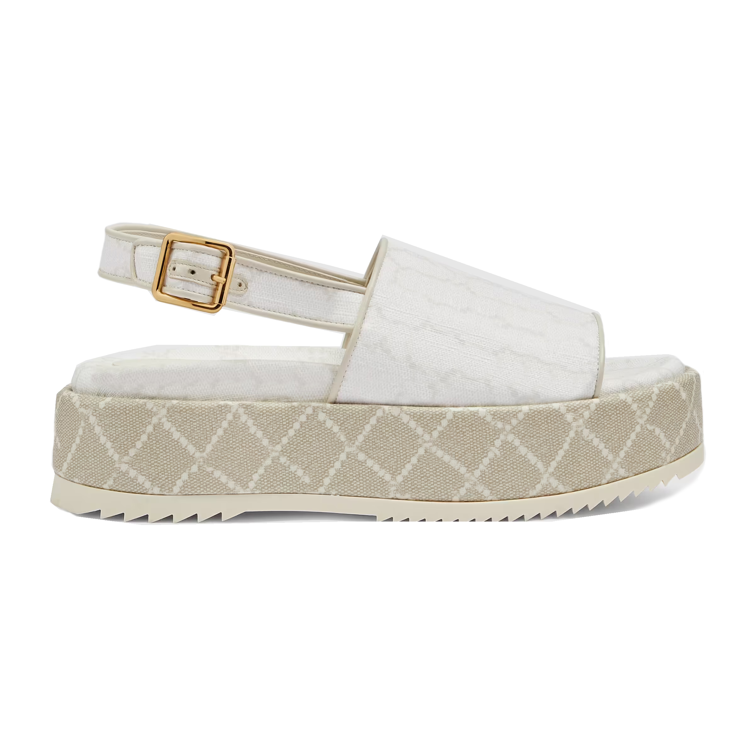 

womens chunky platform sandal rainbow slippers 55mm height canvas covered slides with box and dust bag, White beige