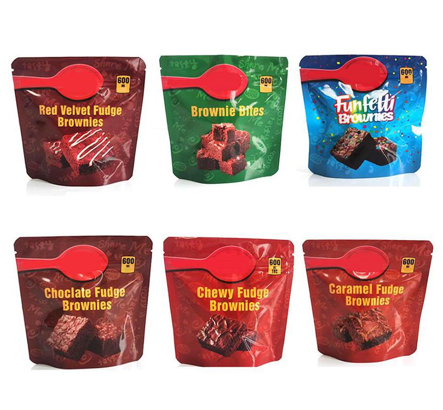 

600MG Brownie edlbles packaging mylar bags red velvet chewy caramel fudge brownies chocolate edible package baggies Smell proof pouch