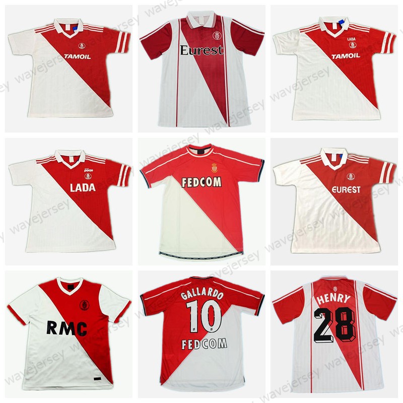 

MONACO 90 91 92 94 95 96 97 99 2000 SOCCER JERSEYS maillot classic vintage camisetas football shirts Uniforms For men BEN YEDDER HENRY GELSON KEITA BALDE MARCELIN GLIK, 96-97 home