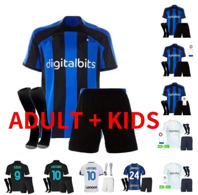 

2022 2023 LUKAKU Inter Milans soccer jerseys CORREA DZEKO GIROUD BARELLA LAUTARO SKRINIAR BELLANOVA DE VRIJ 22 23 home away football shirt uniforms men kids kit sets, 21/22