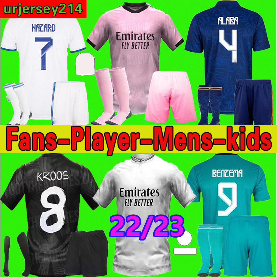 

22 23 joint version BENZEMA HAZARD soccer jerseys football shirt CAMAVINGA ALABA ASENSIO MODRIC REAL MARCELO VALVERDE camiseta Men + kids kit2022 2023 uniforms