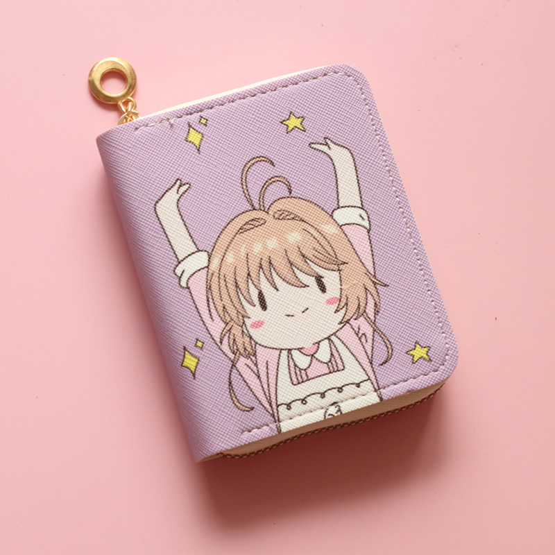 

Leather zipper female hand coin bag student cute cartoon cat change purse 211, 001