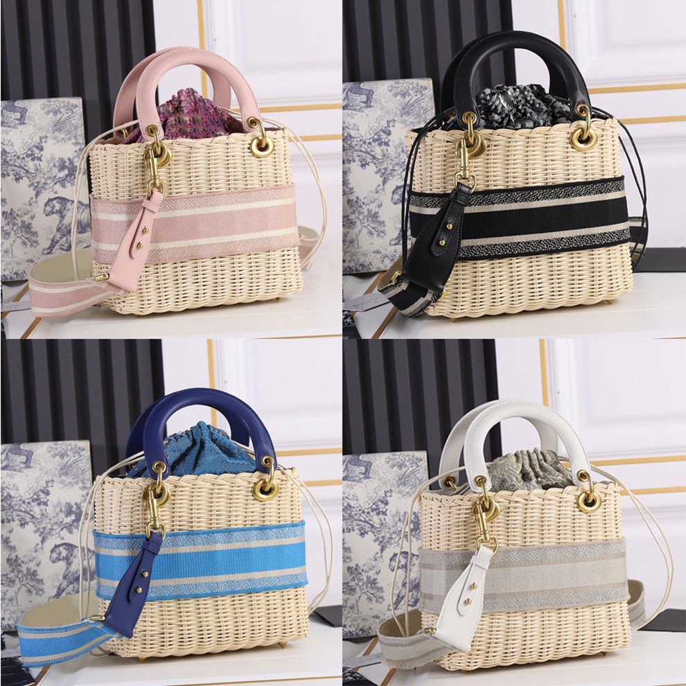 

Medium Lady Wicker Bucket Bag high qulity crossbody lady Shoulder Bags ladies composite Shopping Tote Vintage Messenger Women Handbags Totes Oblique Jacquard, Not sold separately