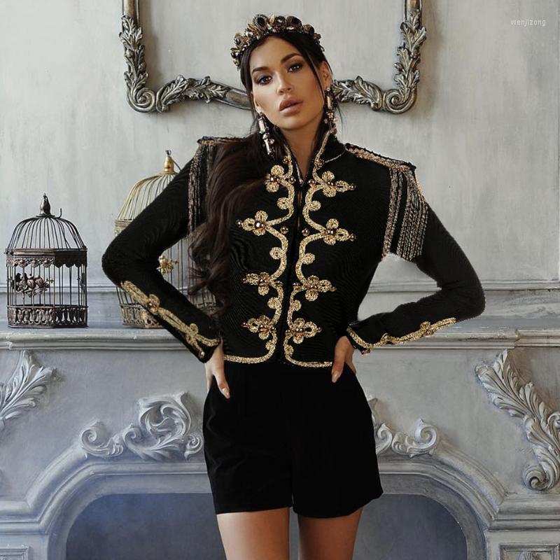 

Women's Trench Coats DressBird 2022 Spring Slim Women Sexy Black Covered Button Tassel Long Sleeve Celebrity Party Club Runway Coat