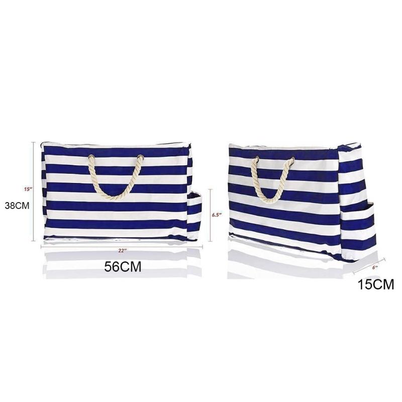 

Evening Bags 63HC Large Beach Bag And Pool 22X15inch- Zippered Rope Handles Canvas Shoulder For Women Ladies Girls Chic Cloth, Dark blue