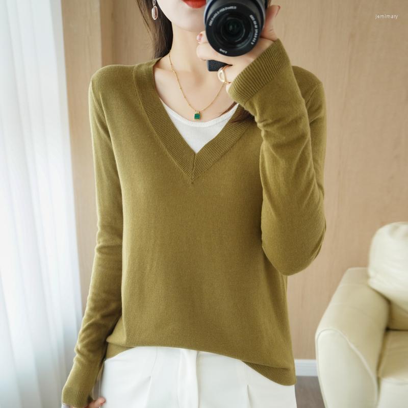 

Women' Sweaters Women' Cashmere Sweater Fashion Top Long Sleeve V-neck Vintage Knitted Pullover TopWomen' Jemi22, Black