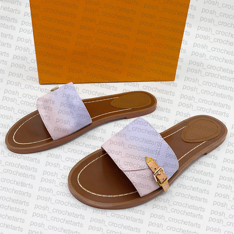 

Spring in the City Slippers Lock It flat Mules Sandals for Women's Beach Shoes Sold with Box, Hot pink and blue