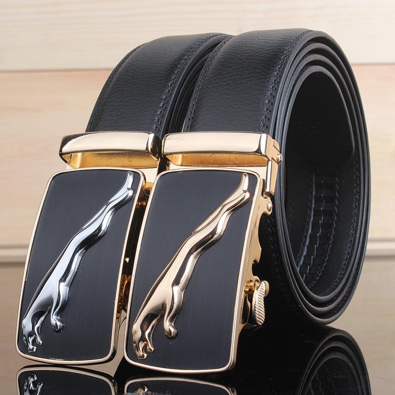 

Belts Fashion Brand Leather Belt Business Trouser Strap Pant Ceinture Homme Cowskin Automatic Buckle Cowhide Men, Black