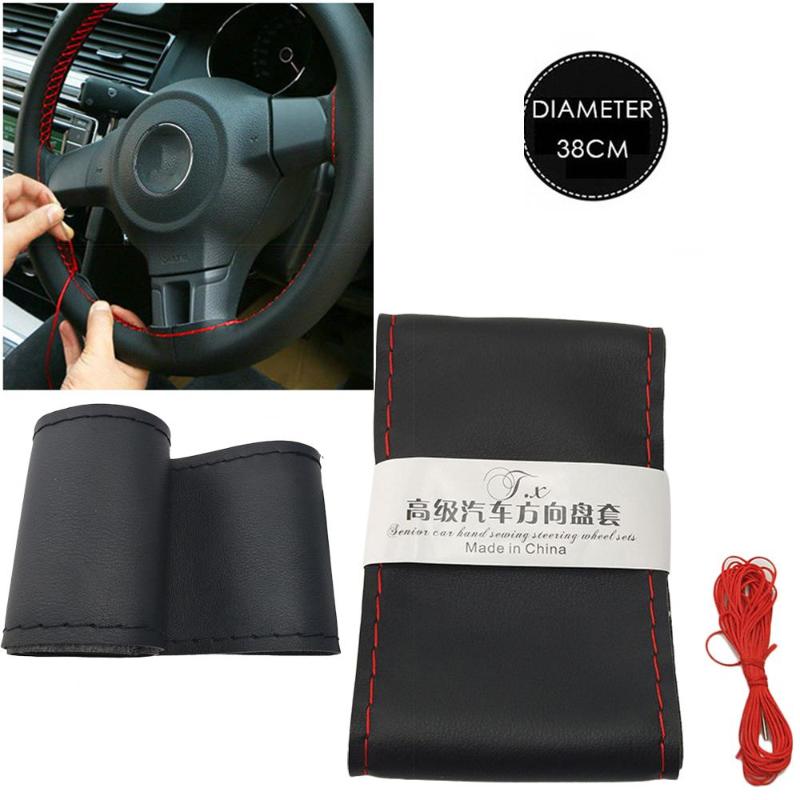 

Steering Wheel Covers 36/37/38/40CM DIY Car Cover Artificial Leather Braid With Needles And Thread AccessoriesSteering