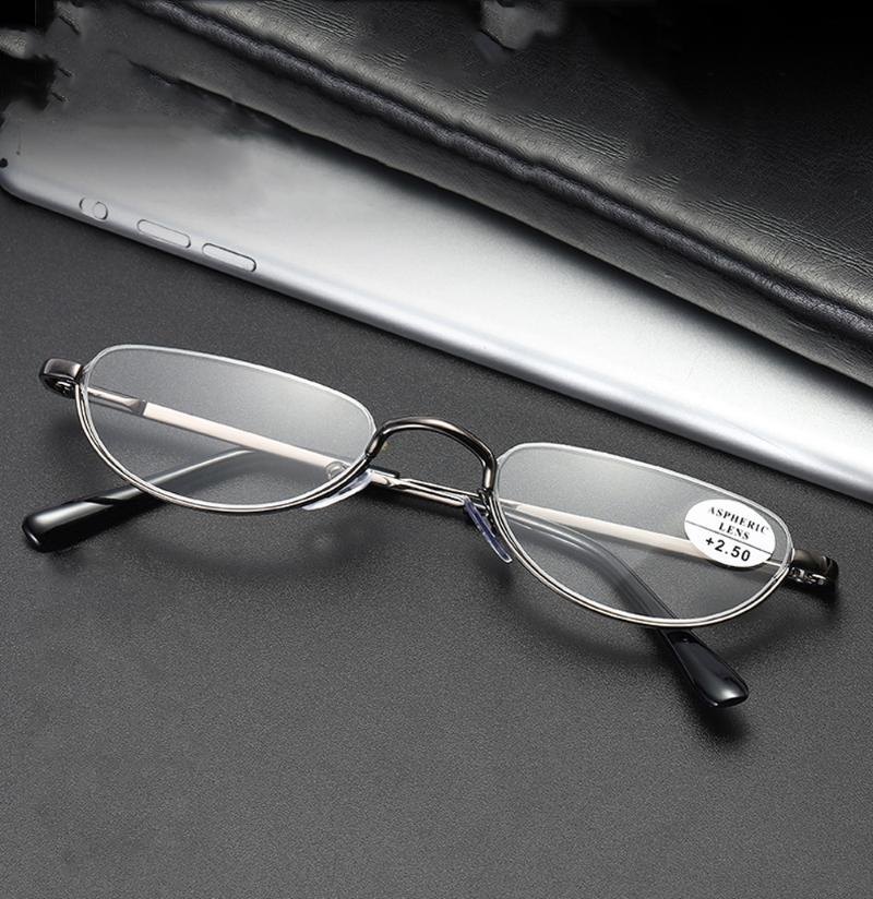 

Sunglasses Stainless Steel Half Frame Alloy Small Portable Oval Fashion Reading Glasses 0.75 1 1.25 1.5 1.75 2 2.25 2.5 2.75 To 4Sunglasses