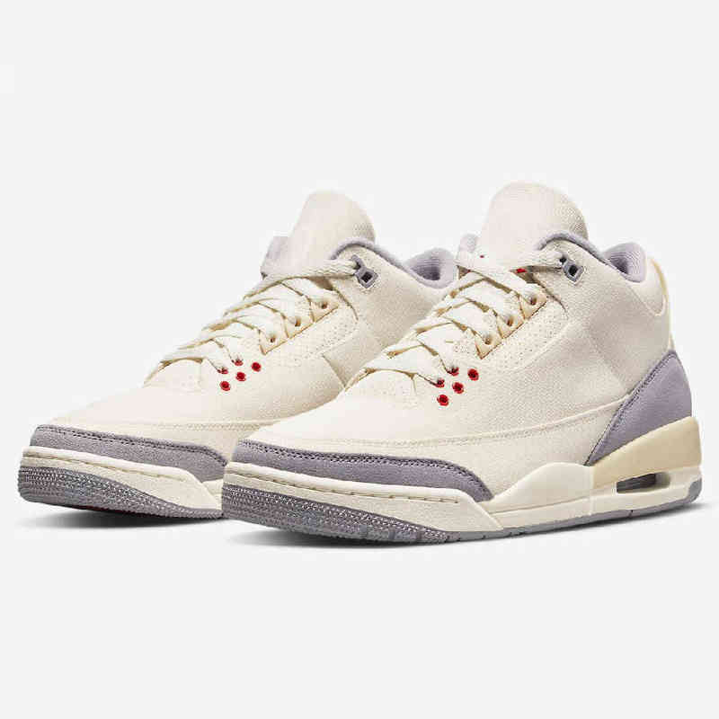

Best Authentic Muslin 3 Shoes Men 3s DH7139-100 Sports Sneakers University Red Cement Grey Sail With Original Box US7-13