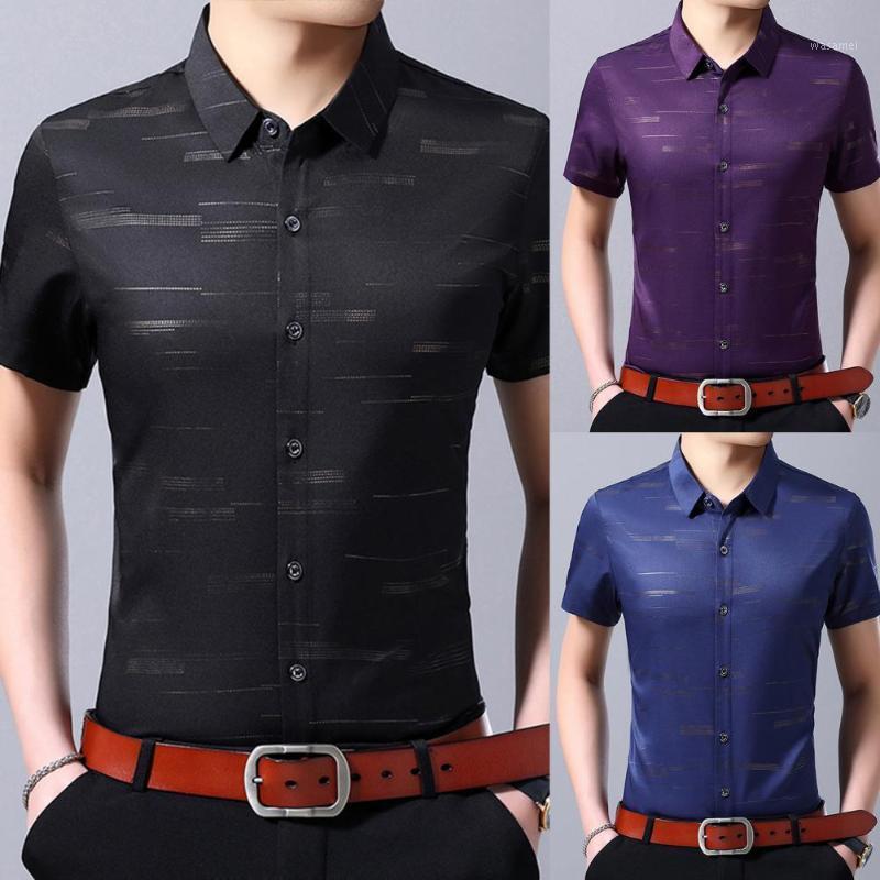 

Men Shirt Summer Fashion Daily Casual Floral Print Short Sleeve Turn-down Collar Buttons Pocket Streetwear Top For Dating Party Men's Shirts, Black