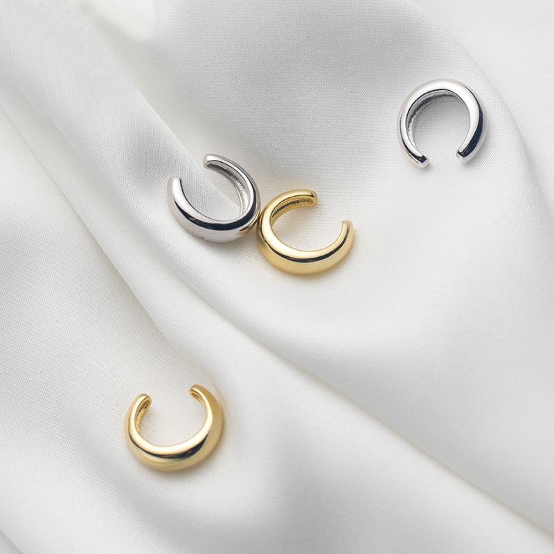 

Clip-on & Screw Back Real 925 Sterling Silver Simple C Shape Ear Cuff Wrap Earrings Cartilage For Women Fine JewelryClip-on