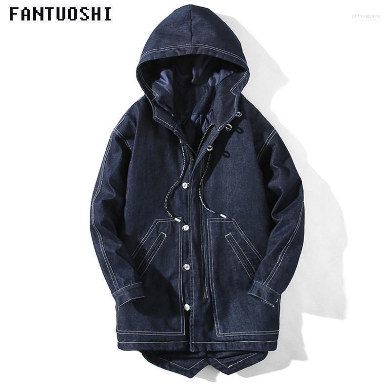 

Men' Down & Parkas 2022 Brand Fashion Parka Winter Jacket Men Thick Warm Zipper Hooded Long Slim Casual Solid Color Large Size Denim1 Phin2, Blue