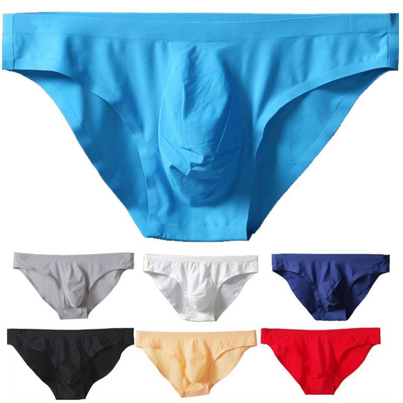 

Underpants Men Seamless Underwear Ice Silk Low Waist Translucent A Piece Of Briefs Sexy Lingerie Shorts Cueca Ultra-thin Under WearUnderpant, White