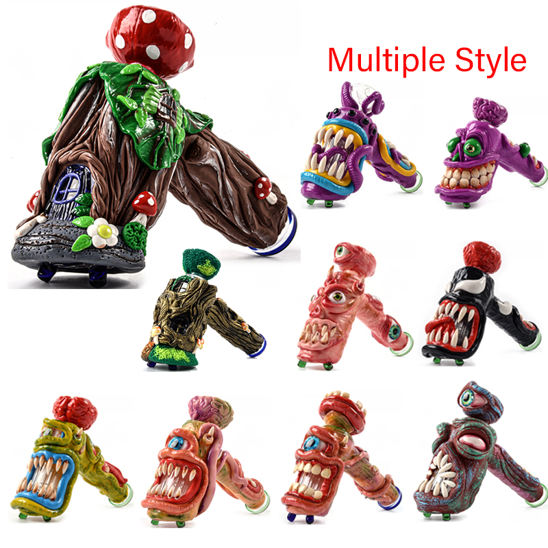 

New Unique Halloween Style Smoking Pipes 18mm Female Joint With Bowl Unique Glass Spoon Dab Rig Oil Burner Colorful Hand Pipe Accessories Tobacco Tool