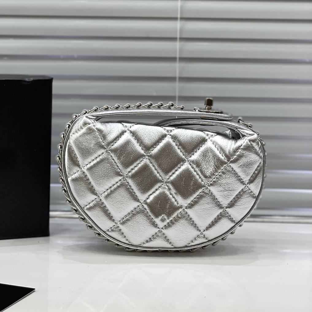 

22Ss Mini Lambskin Clutch Bags Gold Silver Black Premium Quilted Check Classic Metal Chain Woven Around Crossbody Bag Luxury Designer Ladies, Box
