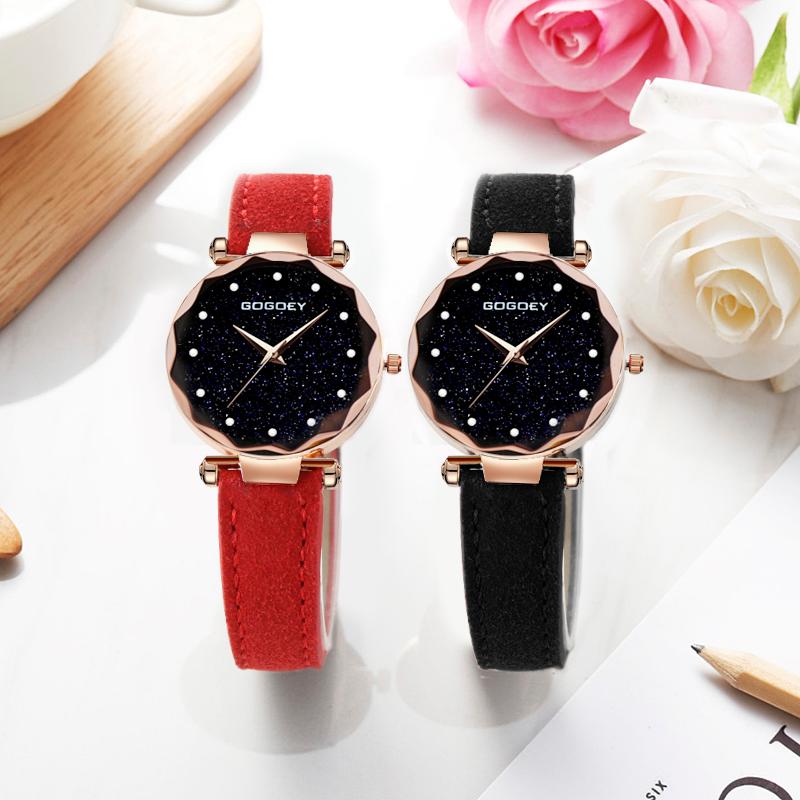 

Wristwatches Fashion Gogoey Brand Rose Gold Leather Watches Women Ladies Casual Dress Quartz Wristwatch Erkek Kol Saati 2022, Box