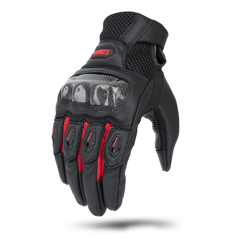 Gants de moto en fibre de carbone en peau de mouton écran tactile hommes femmes course Fitness doigt complet cyclisme gants de sport