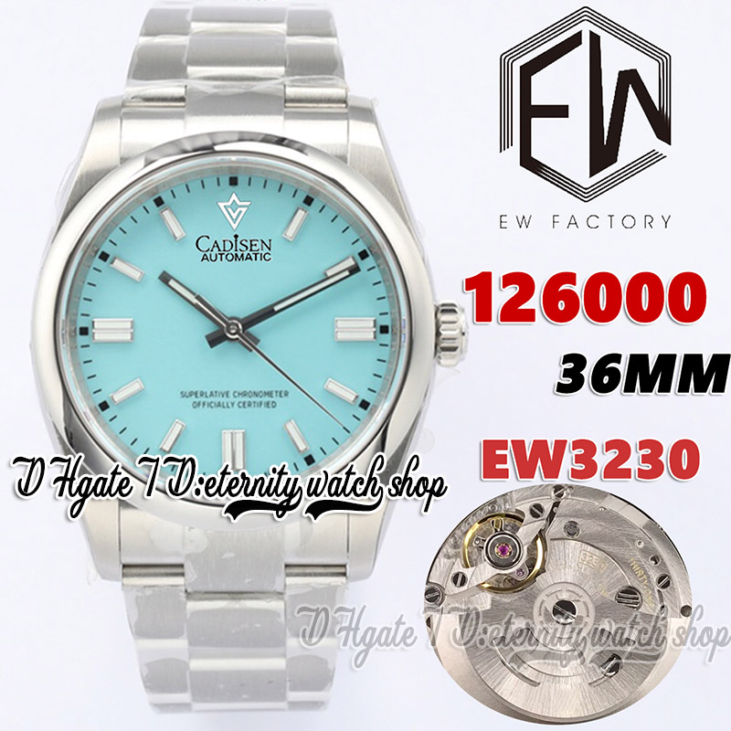 

EWF V3 ew126000 EW3230 Automatic Woman Watch 36MM Turquoise blue Dial Stick Markers 904L Stainless Steel Bracelet With Same Serial Warranty Card eternity Watches, Watch waterproof cost