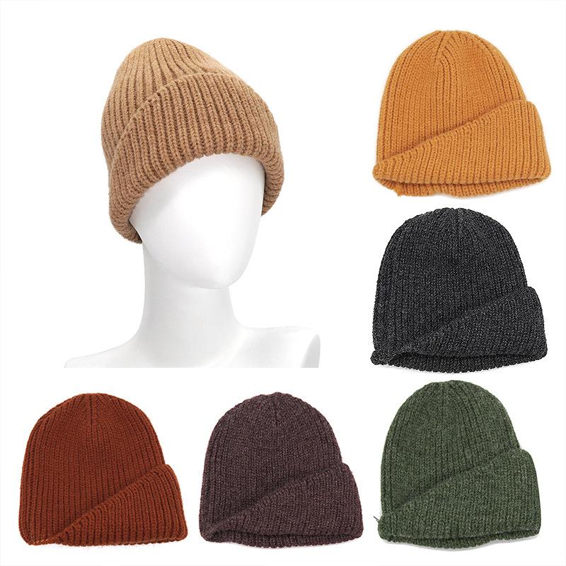 

Berets Fashion Solid Winter Hats Women Men Unisex Ear Flaps Protect Beanie Knitted Cap Casual Ladies Thicken Warm Hat Girls BoysBerets, White