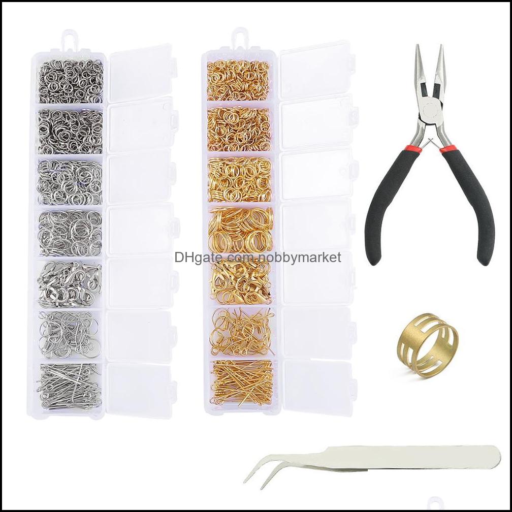 DIY Bijoux Accessoires Kit Ensemble 2/4/5/07/07/8/10 mm Bagues de saut / Boucle d'oreille de homards / boucles d'oreilles pour la fabrication de
