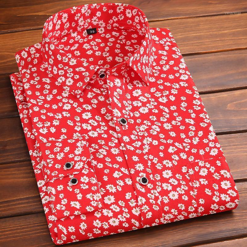 

Spring And Autumn Floral Shirts Long Sleeve Men's Fashionable Thin Casual Printed Cotton Clothing Trendy Street Wear 5XL, Black