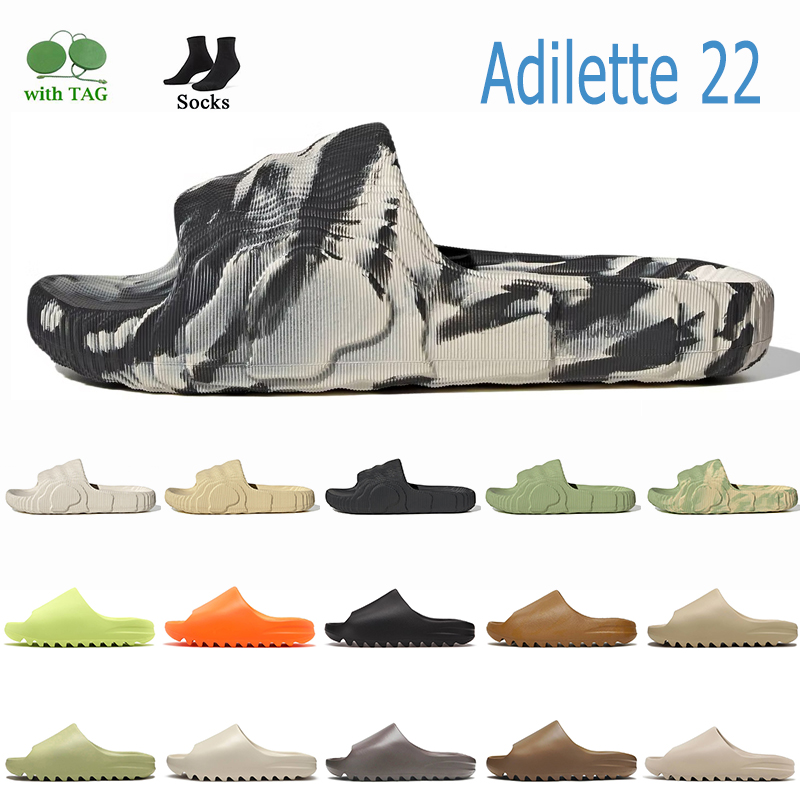 

Mens Women Fashion Black Grey Adilette 22 Slides Designer Slippers Bone Onyx Magic Lime Desert Sand Enflame Orange Core Platform Runners Slide Shoes With Socks, A5 black grey 36-45