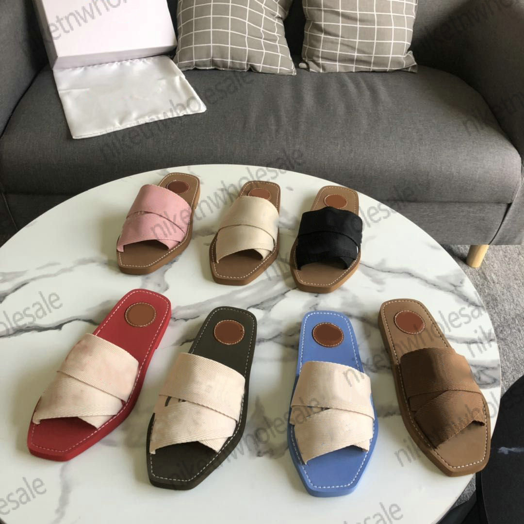 

Fashion Sandals Women Woody Mules Flat Sandals Designer Slides Sneakers Canvas Shoe White Black Pink Navy Fashion Outdoor Beach Slippers Trainers, ##