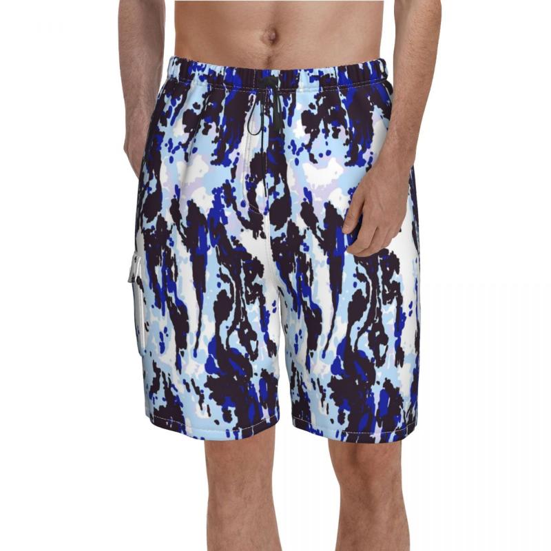 

Men' Shorts Tie Dye Pattern Board Blue Camouflage Short Pants Male Cute Custom Swimming Trunks Plus Size 2XL