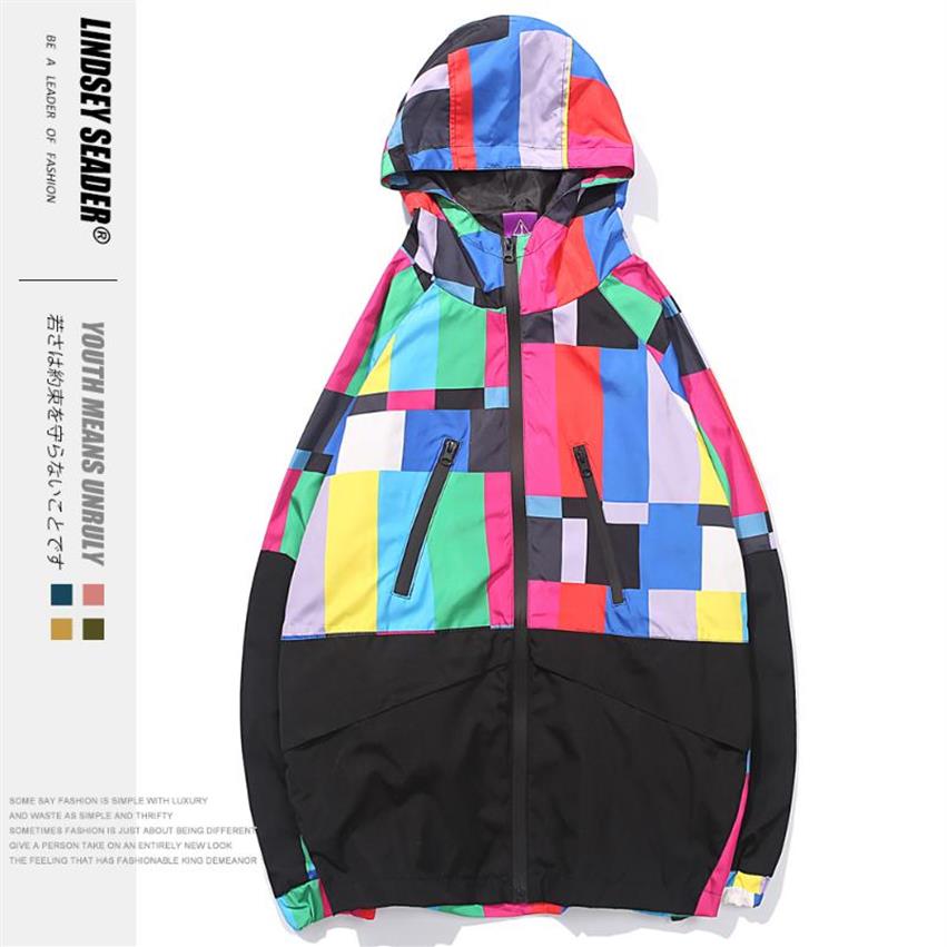 

Men's Windbreaker Rain Jacket Hoodie Thin Plaid Black White Vintage Hooded Tracksuit Avoid Sun Burn Outwear273Z, Mix