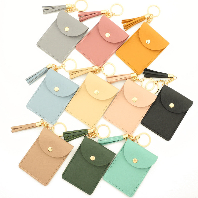 

PU Leather Card Holder Ladies Wallet Coin Fashion Keychain Party Favor Wholesale Bracelet Keyring For Women
