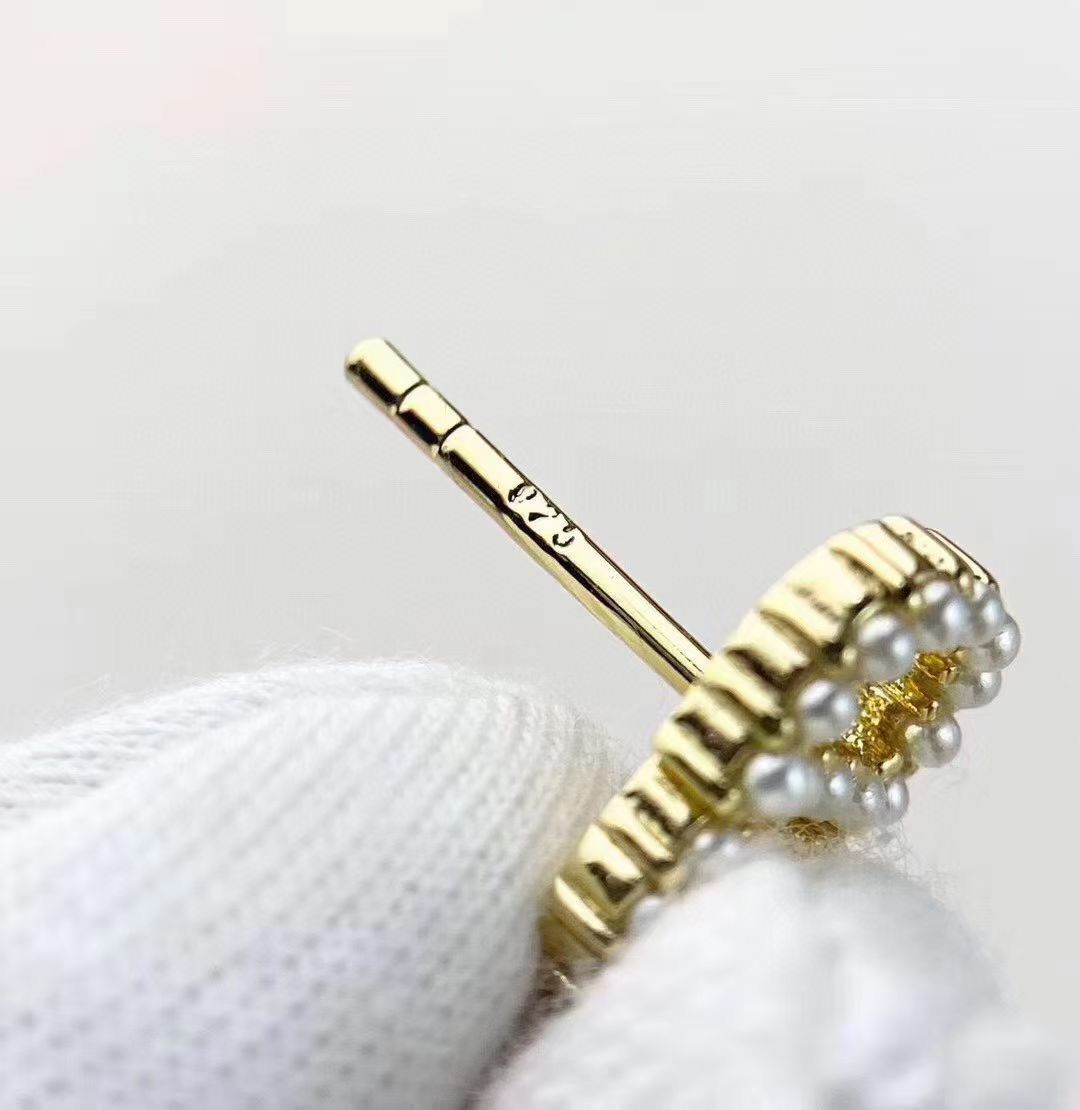 

High quality Vintage simple Unique tiny stud dangle letter diamond drop earrings girl women men boy gold brass love wedding charm S925 stamp silver Needle earring