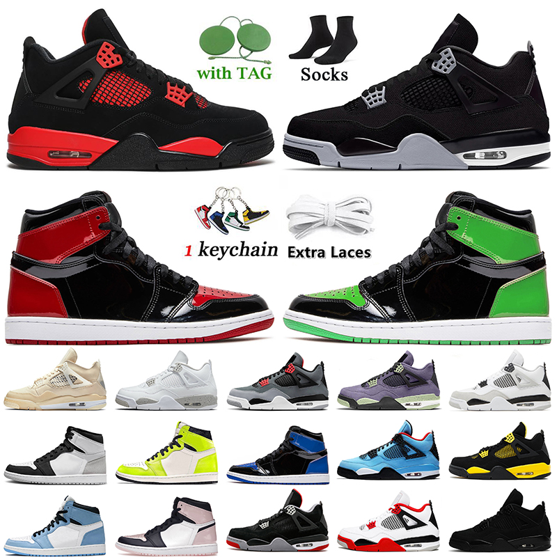 

2022 New Women Mens 1s 4s Basketball Shoes Jumpman 1 4 Red Thunder Canvas Black Cat Military Sail White Oreo Patent Bred Green Top Leather Royal Blue Trainers Sneakers, A19 psgs 40-47