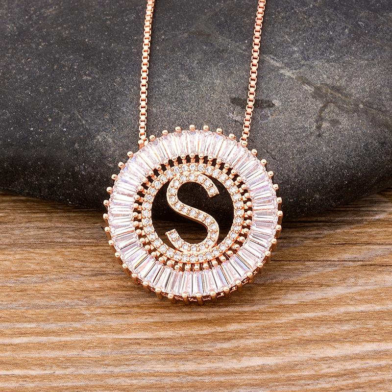 

Chains High Quality Women Initial 26 Letters Necklace Rose Gold Pendant Charm Party Wedding Copper CZ Jewelry Personal GiftChains ChainsChai