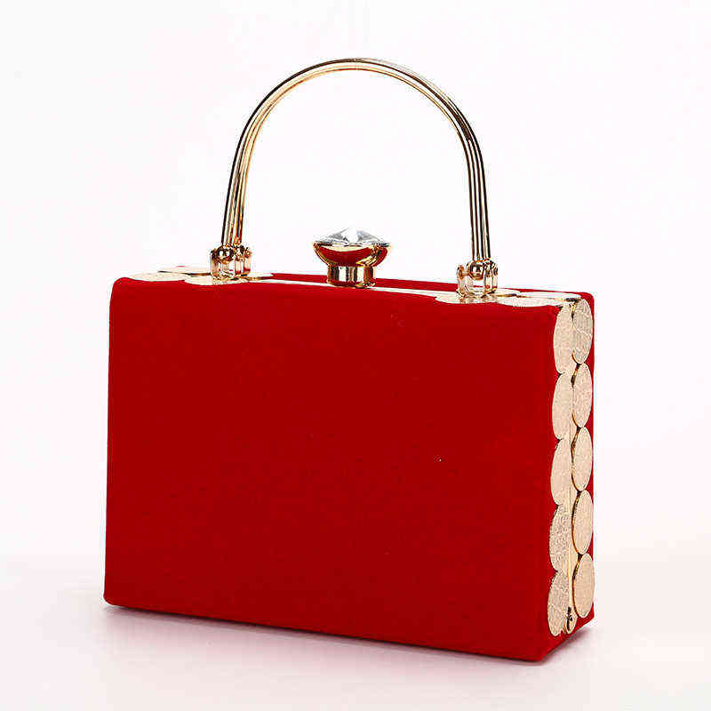 

Elegant Velour Hard-Surface Women Evening Bags Rectangle Box Bag Handbags Black Red Fashion Party Clutches Ladies bolsa feminina T220727, Red4