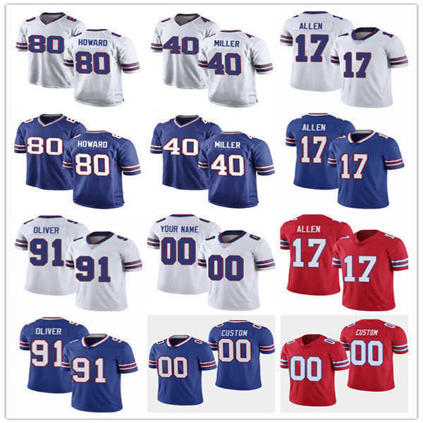 

Football Jerseys Custom 40 Von Miller Buffalo''Bills''5 Kaiir Elam 17 Josh Allen 14 Stefon Diggs 91 Ed Oliver 26 Devin Singletary 11 Cole Beasley, Colour